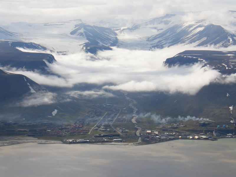 Longyearbyen seen from Hjortfjellet, Svalbard, Spitsbergen